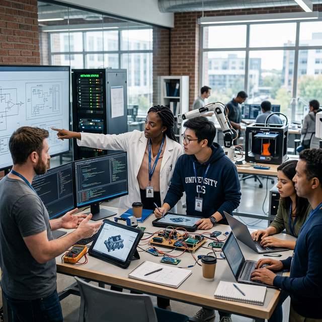 Engineering students learning
